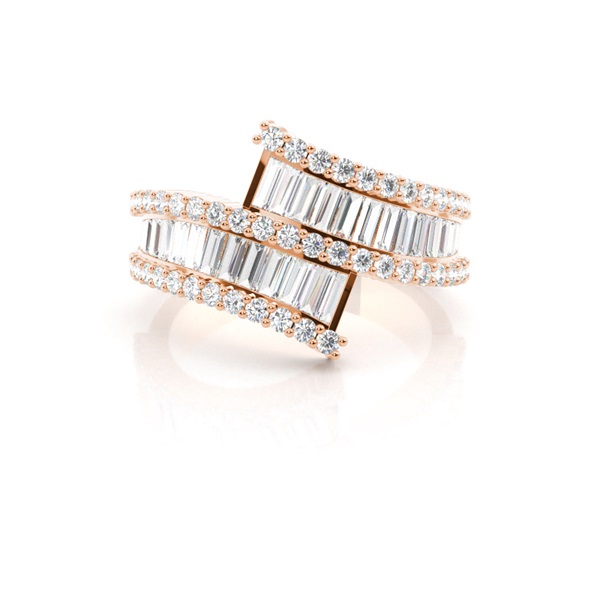 Pave Setting Baguette Diamond Fashion Ring