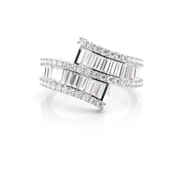 Pave Setting Baguette Diamond Fashion Ring