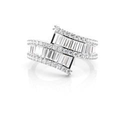 Baguette Diamond Fashion Ring in einer Pavefassung