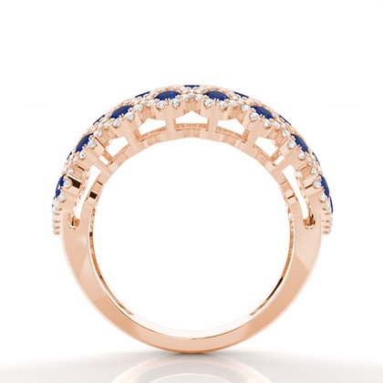 Runder Blauer Saphir Modering In Pavefassung