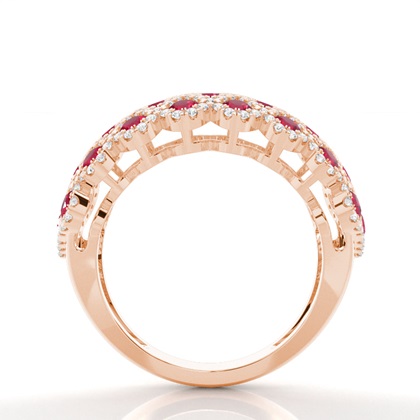 Runder Ruby Fashion Ring In Pavefassung