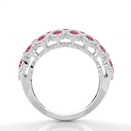 Runder Ruby Fashion Ring In Pavefassung