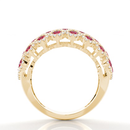 Runder Ruby Fashion Ring In Pavefassung