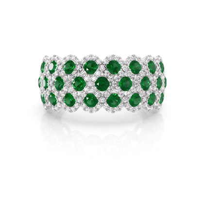 Pave Setting Round Emerald Fashion Ring