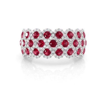 Pave Setting Round Ruby Fashion Ring