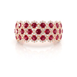 Pave Setting Round Ruby Fashion Ring