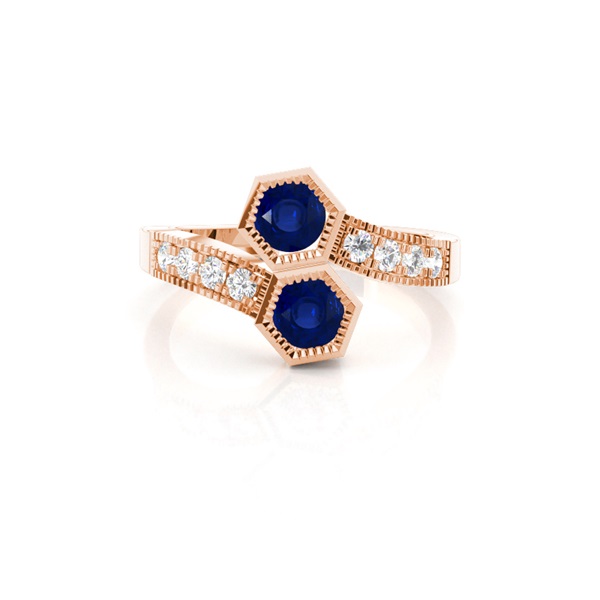 Full Setting Round Blue Sapphire Fashion Ring