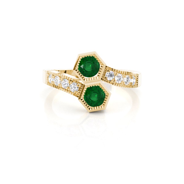 Full Setting Round Emerald Fashion Ring