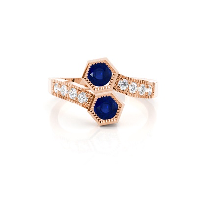 Rose Gold Sapphire Diamond Rings