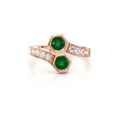 Rose Gold Emerald Diamond Rings