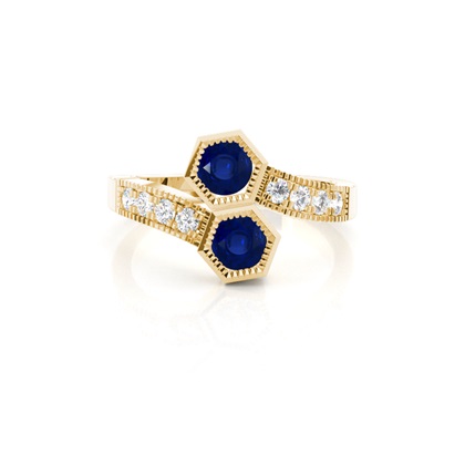 Yellow Gold Sapphire Diamond Rings