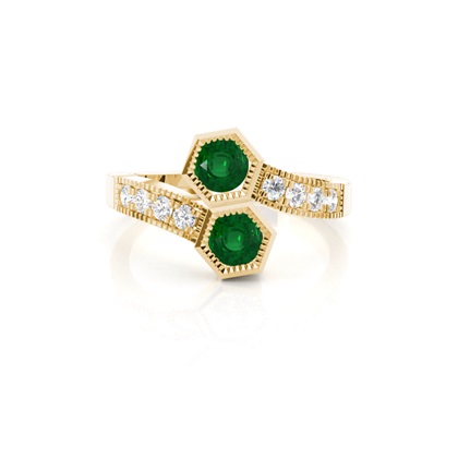 Yellow Gold Emerald Diamond Rings