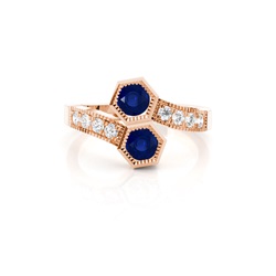 Full Setting Round Blue Sapphire Fashion Ring