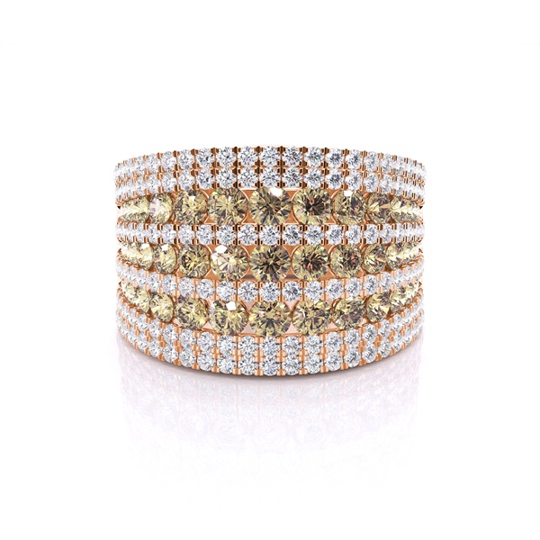 Prong Setting Champagne Diamond Wedding Band