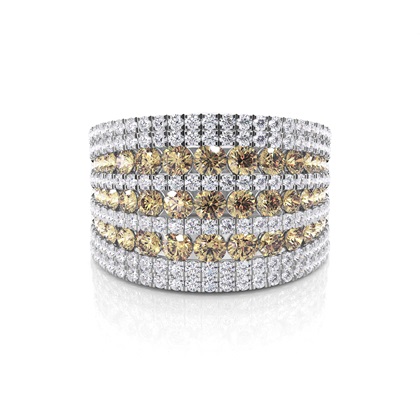 Prong Setting Champagne Diamond Wedding Band