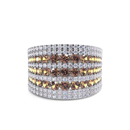 Prong Setting Champagne Diamond Wedding Band