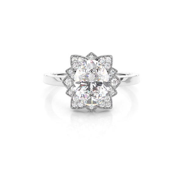 Prong Setting Oval Diamond Halo Engagement Ring