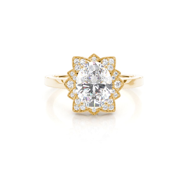 Prong Setting Oval Diamond Halo Engagement Ring