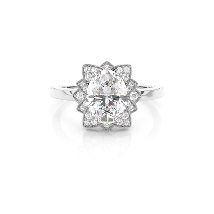 Prong Setting Oval Diamond Halo Engagement Ring
