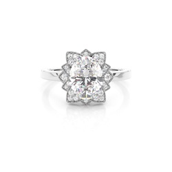 Prong Setting Oval Diamond Halo Engagement Ring