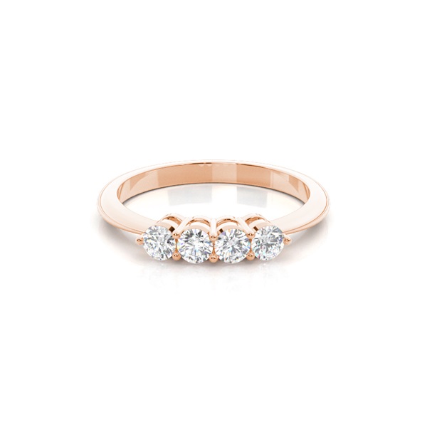 Four Prong Setting Round Diamond Half Eternity Diamond Ring