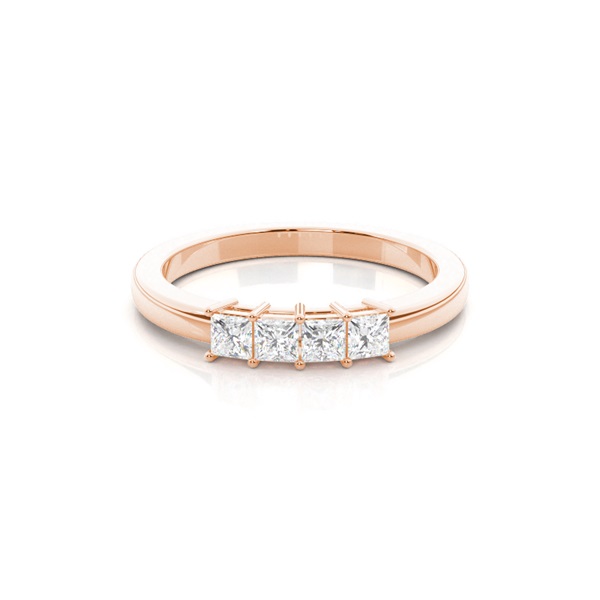 Four Prong Setting Princess Diamond Half Eternity Diamond Ring