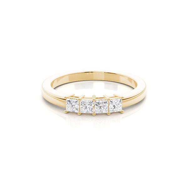 Four Prong Setting Princess Diamond Half Eternity Diamond Ring