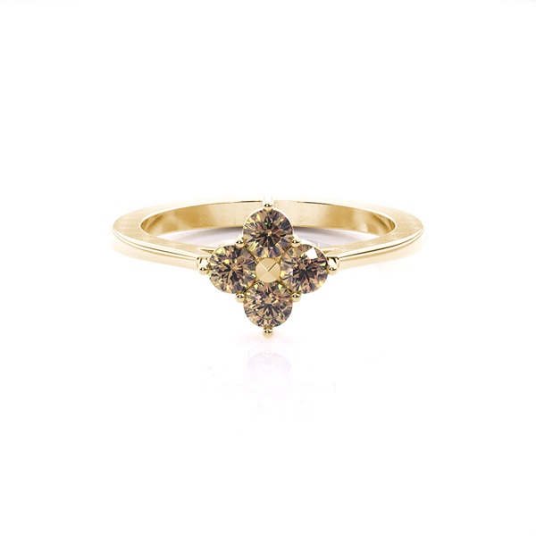 Prong Setting Champagne Diamond Cluster Ring