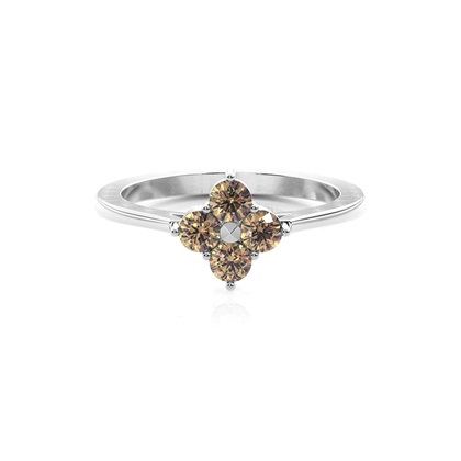 Prong Setting Champagne Diamond Cluster Ring