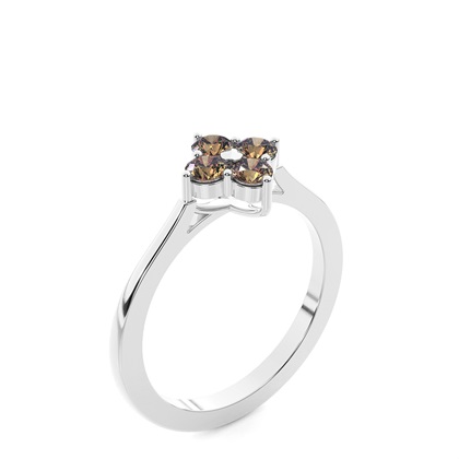 Prong Setting Champagne Diamond Cluster Ring