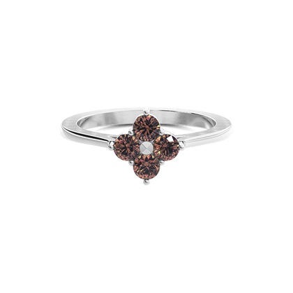 Prong Setting Champagne Diamond Cluster Ring