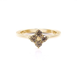 Prong-Einstellung Champagner-Diamant-Cluster-Ring