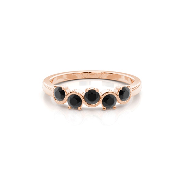 Bezel Setting Half Eternity Black Diamond Ring