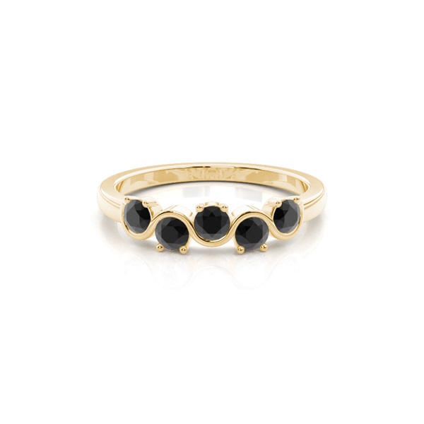 Bezel Setting Half Eternity Black Diamond Ring