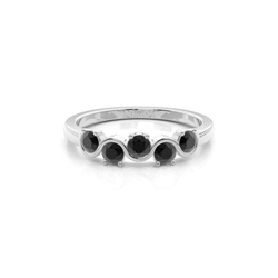 Bezel Setting Half Eternity Black Diamond Ring