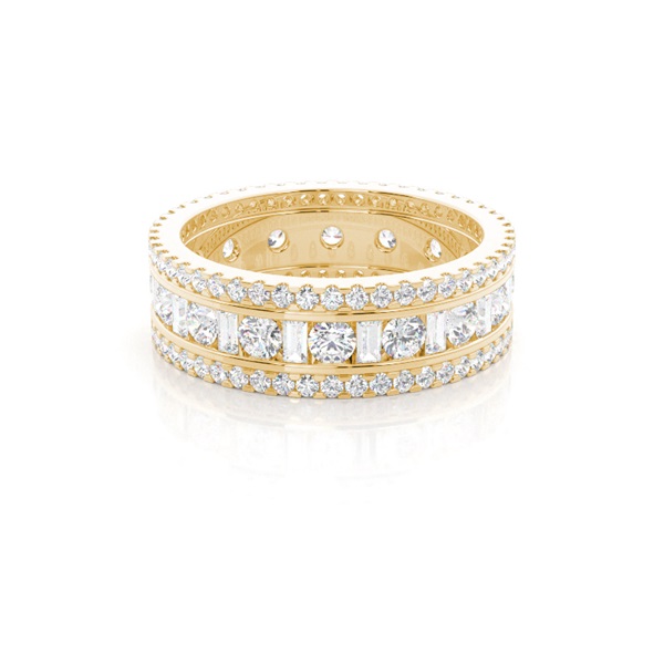 Triple Channel Round And Baguette Full Eternity Diamond Ring