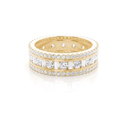 Triple Channel Round And Baguette Full Eternity Diamond Ring