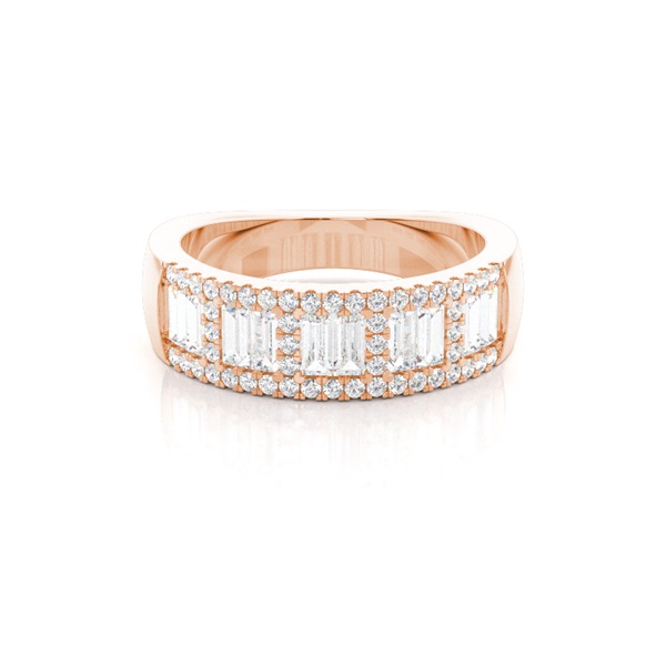 Half Eternity Baguette Pave Setting Diamond Ring