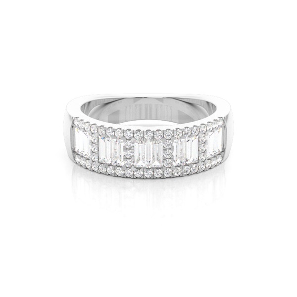 Half Eternity Baguette Pave Setting Diamond Ring