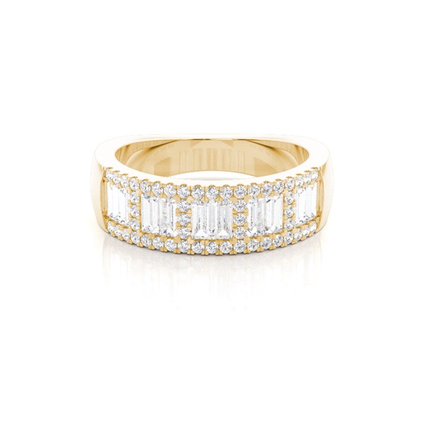 Half Eternity Baguette Pave Setting Diamond Ring