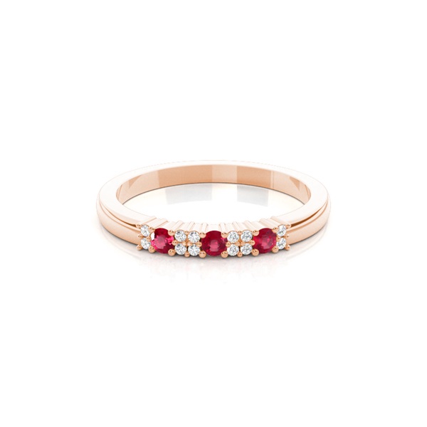 4 Prong Setting Ruby Half Eternity Ring