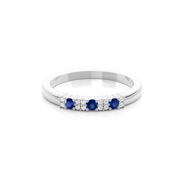 4 Prong Setting Blue Sapphire Half Eternity Ring