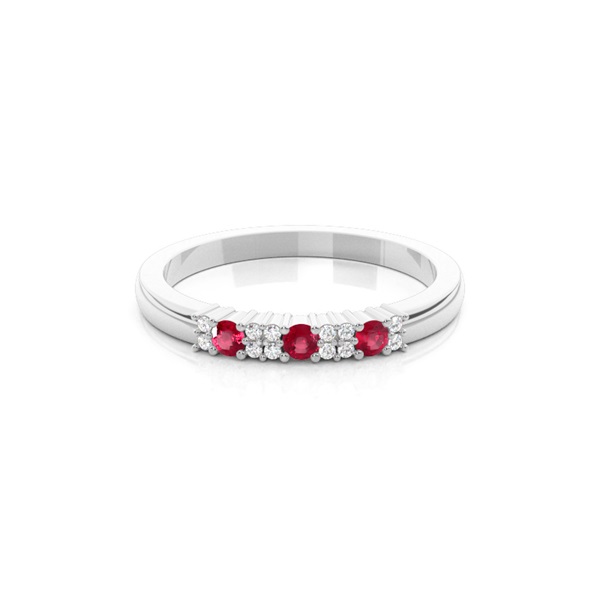 4 Prong Setting Ruby Half Eternity Ring