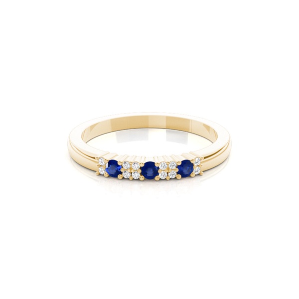 4 Prong Setting Blue Sapphire Half Eternity Ring