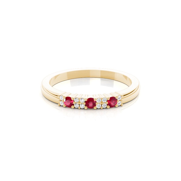 4 Prong Setting Ruby Half Eternity Ring