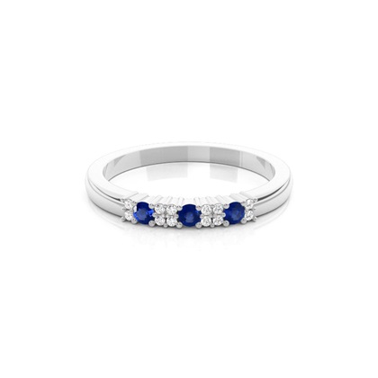 4 Prong Setting Blue Sapphire Half Eternity Ring