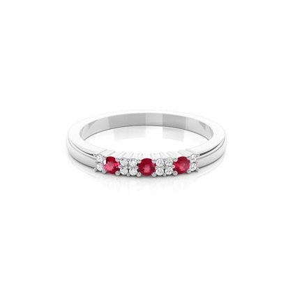 4 Prong Setting Ruby Half Eternity Ring