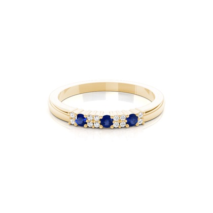 4 Prong Setting Blue Sapphire Half Eternity Ring