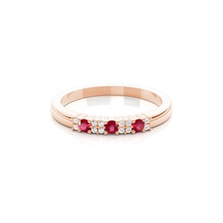 4 Prong Setting Ruby Half Eternity Ring
