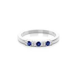 4 Prong Setting Blue Sapphire Half Eternity Ring